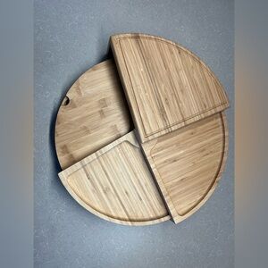 Picnic at Ascot Round Hidden Drawer Bamboo Cheese & Charcuterie Board Set